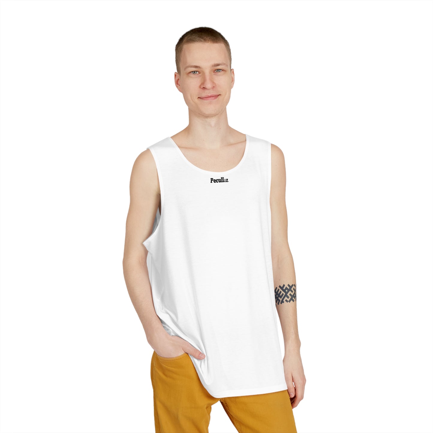 Men's Casual Tank Top with "Peculiar" Design - Perfect for Summer & Beach Wear