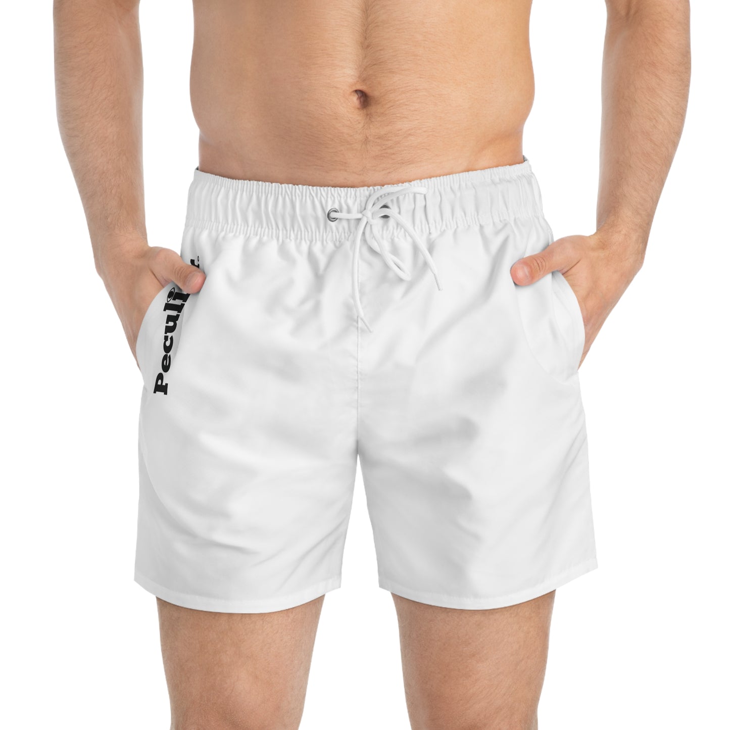 Peculiar White Swim Trunks - Stylish Summer Shorts for Beach and Pool