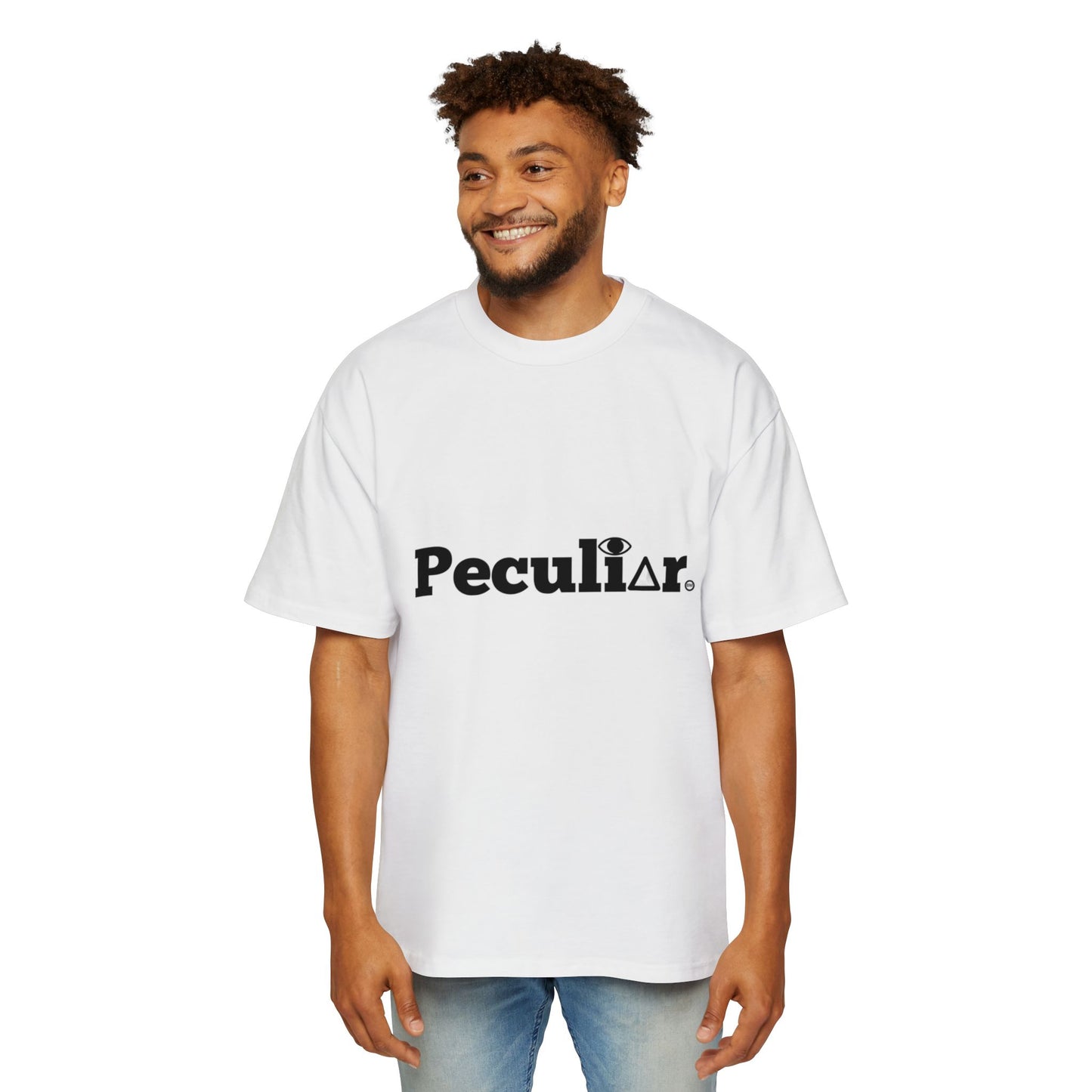 Peculiar Oversized Tee - Casual White T-Shirt for Unisex Style and Comfort