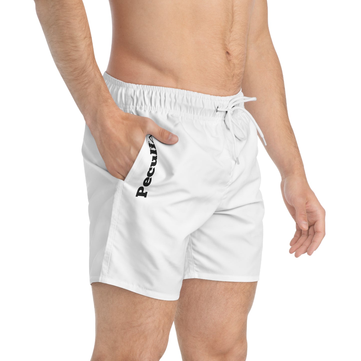 Peculiar White Swim Trunks - Stylish Summer Shorts for Beach and Pool